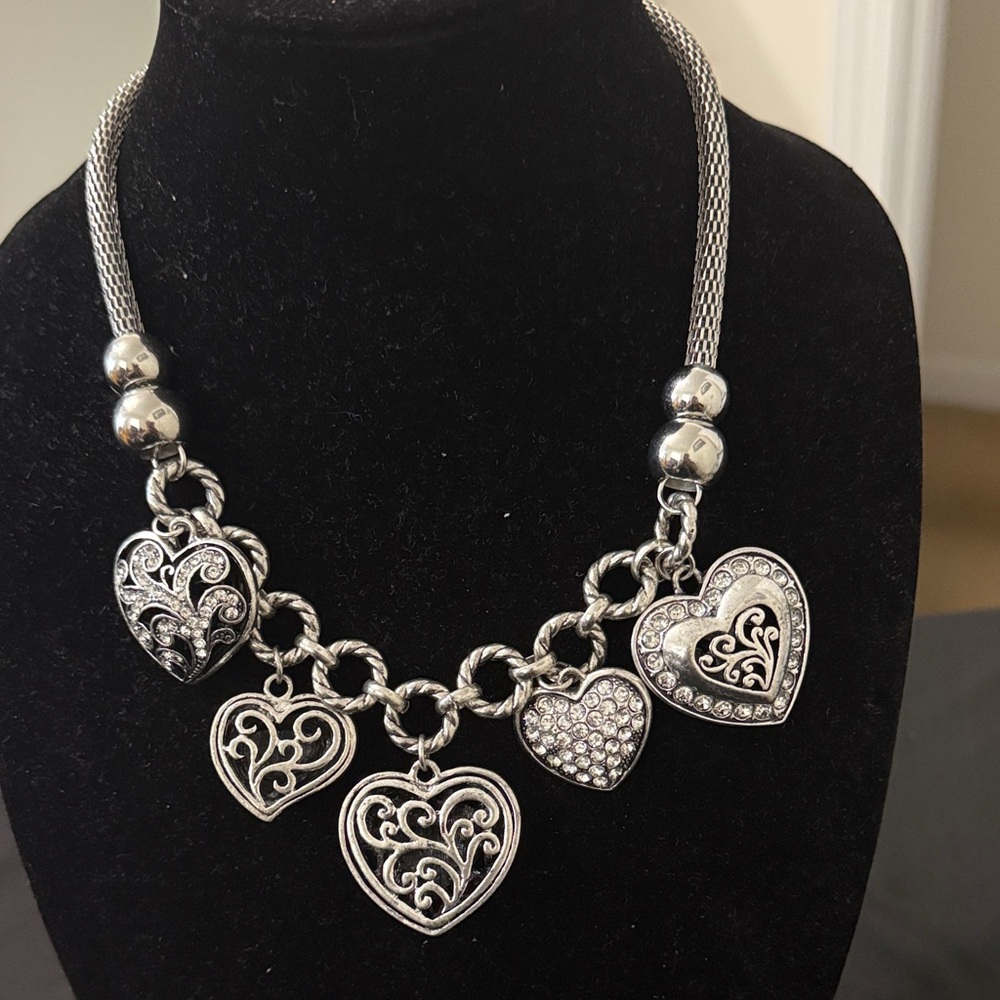 Silver Heart Charm Necklace - Women's Jewelry